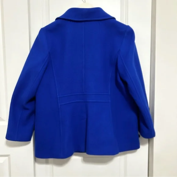 Talbots Pea Coat Italian Woven Wool Lined Double Breasted Size 20 Royal Blue - Picture 10 of 15